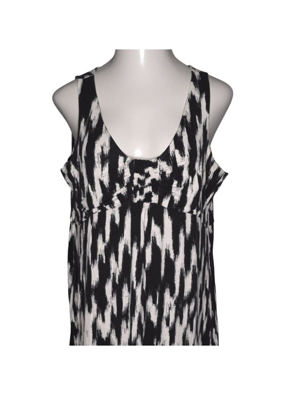 St. Johns Bay Black & White Abstract Print Sleeveless Dress 1X Rayon